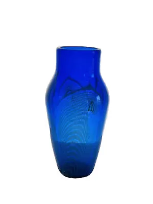 Buy Vintage Blue Glass Vase MCM Cobalt Hand Blown Art Glass Home Decor Glassware • 42.68£
