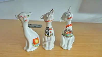 Buy BH666: Collection Of 3 Crested Ware Cats - South West Crests - Shelly • 12£