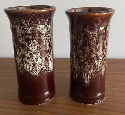 Buy Vintage Kernewek Pottery Brown Honeycomb Glazed Pair Bud Vases 13cm Vase • 4.99£