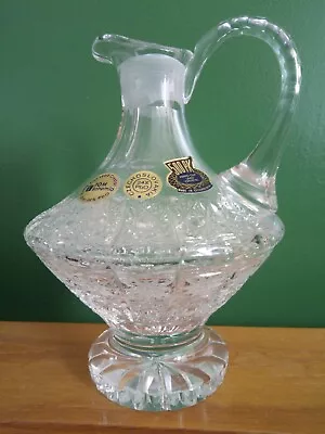 Buy Preowned - Vintage Bohemian Czechoslovakia Lead Crystal Glass Jug / Pitcher • 14£
