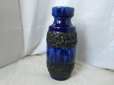 Buy Vintage Scheurich West German Blue / Black Fat Lava Vase No: 210-18 • 40£