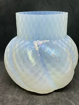 Buy Antique Hand Blown Kralik Bohemian Studio Pressed White Iridescent Glass Vase • 10£