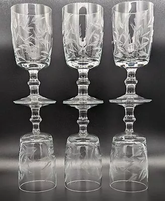 Buy Six Beautifully Cut Wild Grass Pattern Lead Crystal Small Wine Glasses. (200ml) • 50£