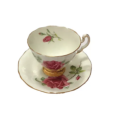 Buy Adderley Bone China Cup & Saucer Floral Pattern Roses Scalloped Gold Trim & Foot • 28.77£