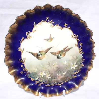 Buy Antique George Jones Porcelain Plate Hand Painted Birds Blue Border • 44.95£