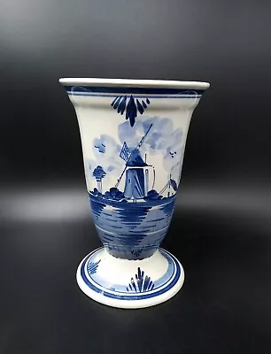 Buy Vintage De Delftse Pauw Blue & Ceramic Dutch Vase 17.75cm Tall • 16.25£