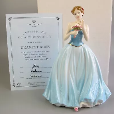 Buy Coalport  Dearest Rose  Figurine. Girl In A Blue Dress. W/Certificate. Ltd. 8.5  • 59.99£