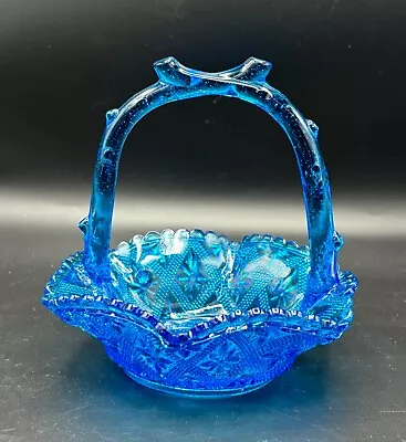 Buy Greener & Co Reg No. 98551/95935 Victorian Blue Pressed Glass Basket • 16£