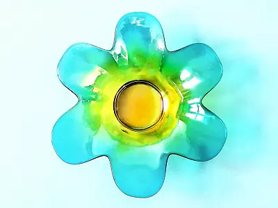 Buy Vtg Lustre Glass Flower Shaped Gradient Colours Candle Holder #01 • 4.99£