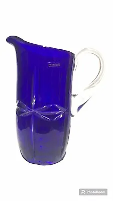 Buy Crystal Pitcher Made In Poland. Cobalt Blue With Cut-Glass Design. Stunning! EUC • 70.04£