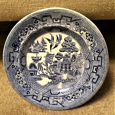 Buy 2 X ANTIQUE:WILLOW PATTERN STONE CHINA-TEA PLATES-STAFFORDSHIRE 7inch. • 8.99£
