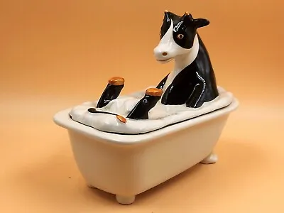 Buy MCM Carlton Ware Lustre Pottery Cow In A Bath Design Butter / Cheese Dish. C1976 • 175£
