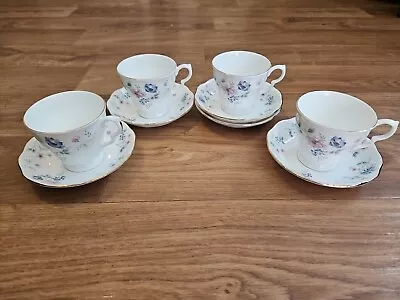 Buy English Bone China Colclough Hartley Tea Set 4 Cups 5 Saucers • 12£