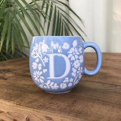 Buy Fox & Ivy Pale Blue Initial Letter D Round Floral Embossed Tea / Coffee Mug. • 5£