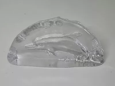 Buy Vintage Glass Crystal Dolphin Paperweight • 1£
