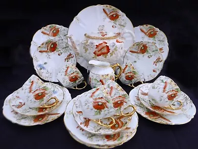 Buy Antique Aynsley Gilded Poppy Tea Set With Flower Finale Teapot • 73£
