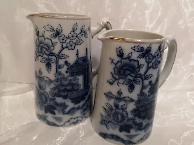 Buy Johnson Bros Ltd, Burslem Pottery England Two Blue Flow Jugs. No.202332 • 22£