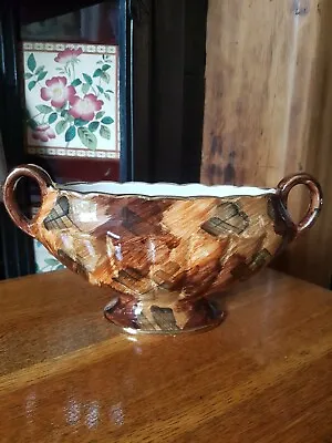 Buy Vintage Old Court Ware Hand Painted Mantle Vase Brown And Gold Trim. Height 15cm • 10.99£