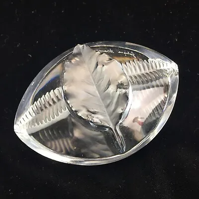 Buy LALIQUE France VINCENNES Leaf Oval Clear CRYSTAL Paperweight Vintage Has FLAW • 30.83£
