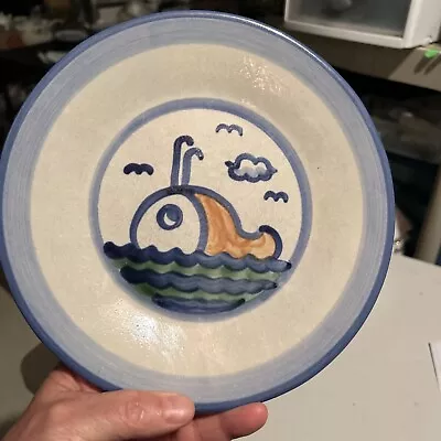 Buy Vintage 9” Stoneware Salad Whale Plate, Signed M.A. Hadley • 16.87£