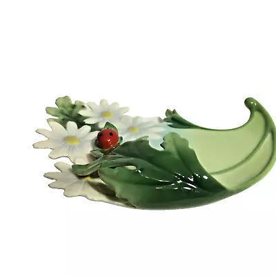 Buy Vintage Franz Retired Ladybug Tea Saucer FZ00034 Hand Painted 6.6  Green White • 53.12£
