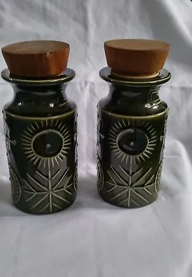 Buy Vintage Pair Of  Portmeirion Totem Green Storage Jars • 25£