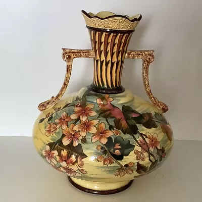 Buy Antique Bretby Two Handled Art Pottery Vase 25cm Tall - C.1910 • 15£