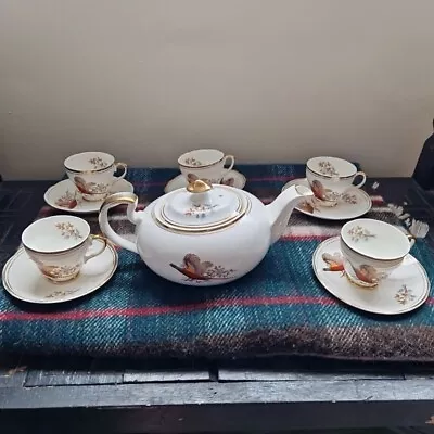 Buy Vintage Staffordshire Sheriden Bone China Pheasant 5x Tea Cups, Saucers, Tea Pot • 45£