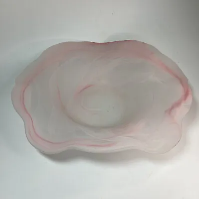 Buy Large Pink Cloud Glass Flared Bowl • 12.99£