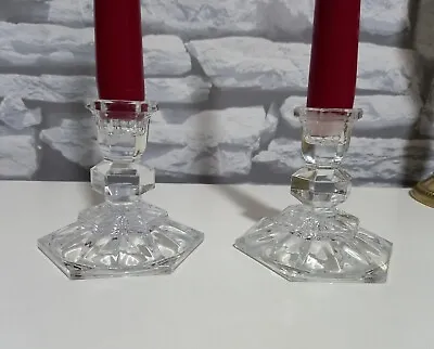 Buy VINTAGE !!! SET Of 2 - Small CUT GLASS / CRYSTAL - Candle Holder Size: 8 X 8cm • 14.99£