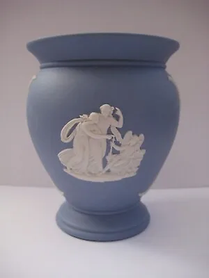 Buy Vintage Wedgwood Jasper Ware Blue And White Vase, Urn Shaped • 10£