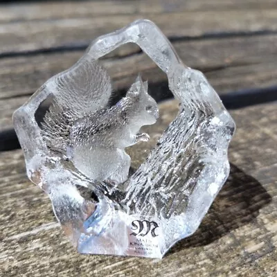 Buy Mats Jonasson Swedish Lead Crystal SQUIRREL Reverse Etch Signed Paperweight Glas • 18.95£