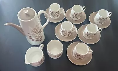 Buy VINTAGE QUEEN ANNE BONE CHINA Coffee SET Autumn Roses 1960s • 32£