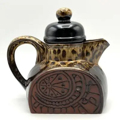 Buy Vintage Fosters Pottery Cornwall Brown Drip Glaze Incised Pattern Tea Coffee Pot • 19.99£