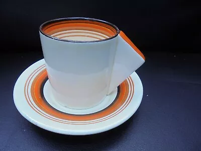 Buy A Clarice Cliff Banded Conical Shape Coffee Can & Saucer. • 95£