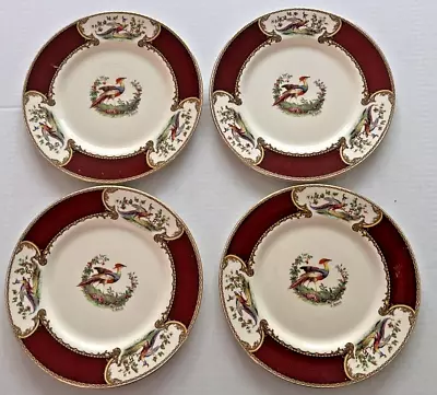 Buy Set Of 4 Vintage Myott Staffordshire Chelsea Red Bird 2380 Dinner Plates 10 5/8” • 68.98£