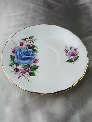 Buy Vintage Royal Vale Blue Rose And Fuchsia Saucer English Bone China (Saucer Only) • 9.58£