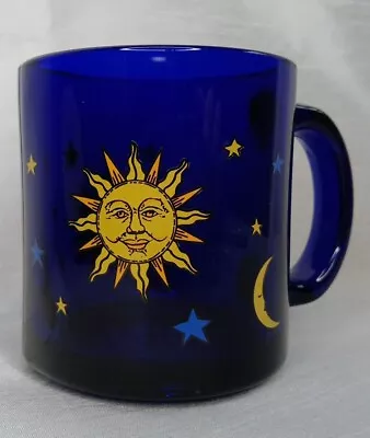 Buy Vintage Libbey Cobalt Blue Celestial Sun Glass Coffee Mug Moon Stars Friends  • 37.62£