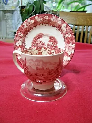 Buy Lovely Demitasse Cup & Saucer-Woods Burslem England- Colonial  Pattern -Red/Pink • 12.32£