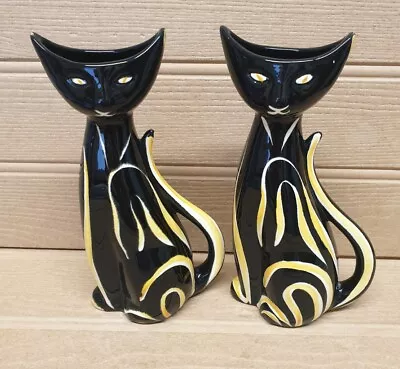 Buy Vintage Mid Century  1950s 'Tigris' Ceramic Cat Vase Set Of 2 * Read Description • 50£