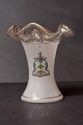 Buy Very Rare Crestware Crested Glass Vase With Hand Painted Embellishments C1900 • 55£