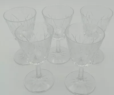 Buy Vintage Crystal Cut Glass Wine Glasses - Set Of 5- Free P&P - Wedding - Set ⭐⭐⭐ • 19.99£