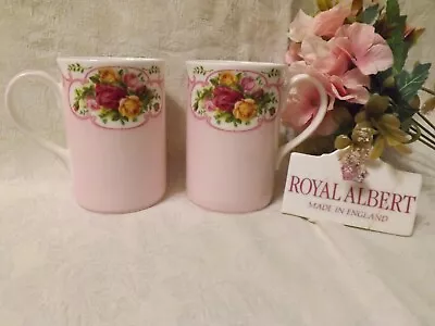 Buy Royal Albert Rose Cameo Pink Pair Of Coffee Mugs In Excellent Condition RARE • 9.99£