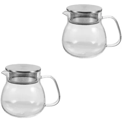Buy  2 Sets Glass Filter Teapot Office Clear Kettle Portable Water • 28.95£