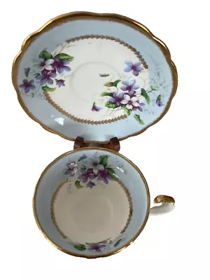 Buy 1850 Foley Bone China Teacup And Saucer Baby Blue Flower Design • 22.33£