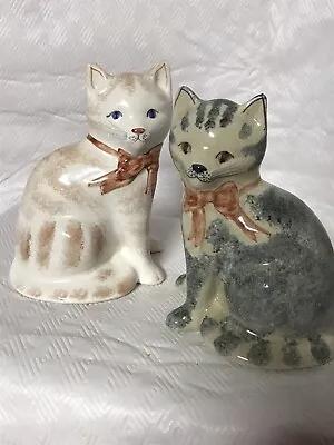 Buy Vintage Rye Pottery England Set Of 2 Cat Figurines Folk Art • 42.63£