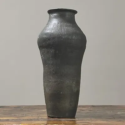 Buy Vintage Modernist Hand Built Etched Glazed Black Vase • 207.04£