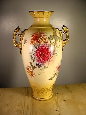 Buy Very Large Royal Bonn Franz Anton Mehlem Blushware Floral Pottery Vase • 50£