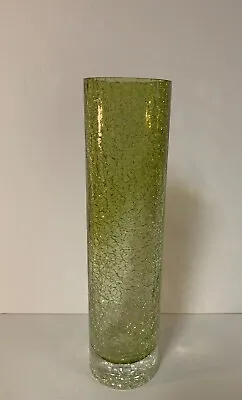 Buy Green Crackle Glass Vase Cylindrical 10  Tall • 18.87£
