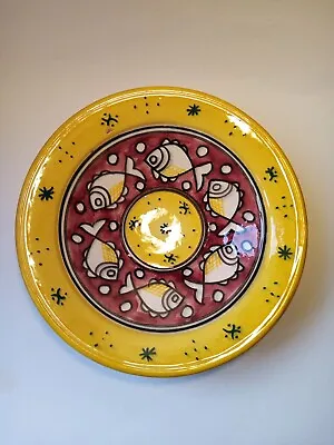 Buy Vintage Safi Moroccan 22cm Vibrant Hand Painted Fish & Stars Ceramic Bowl • 14£